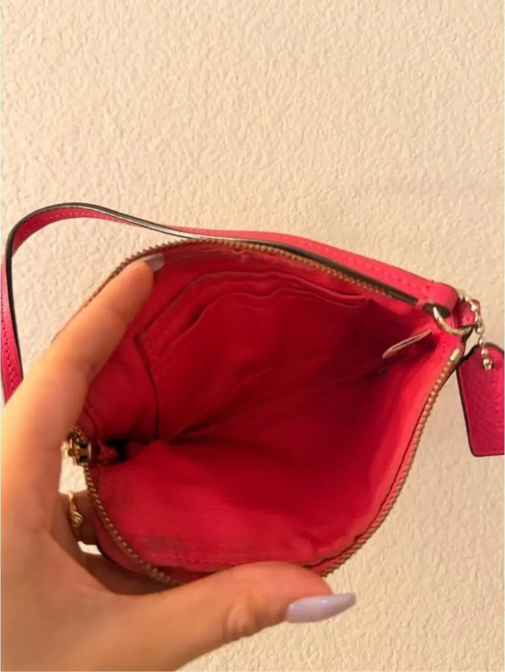 Hot Pink Leather Coach Wristlet